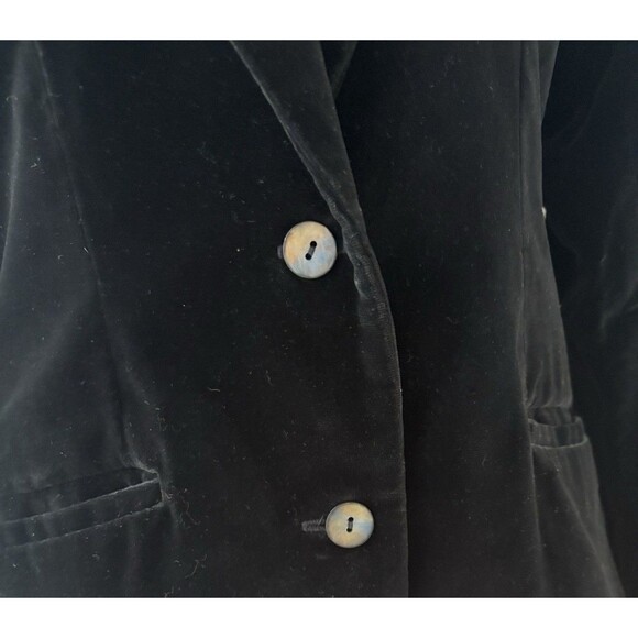 Vintage Black Velvet Blazer Size 9 Two Button Dark Romance GothV Victorian - Picture 16 of 16